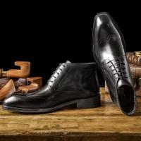 Zapatos con cordones transpirables de corte alto para hombre, botas de cuero italiano para hombre, zapatos - details 8