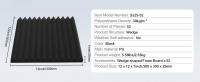 SucceBuy Paneles de espuma acústica, paquete de 52, 12 x 12 x 1 pulgadas, paneles de pared insonorizados de alta densidad, resistentes al fuego, absorción de sonido para estudio, techo, negro - details 6