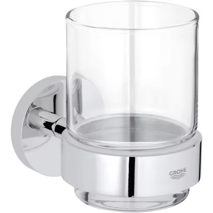 Grohe Essentials - Vaso de Cristal con Soporte, Acabado Cromado (Ref. 40447001), Plata. - 1
