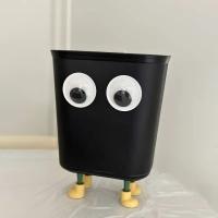 Cubo de basura Kawaii de ojos grandes, cubo de basura de dibujos animados engrosado de plástico creativo, gran capacidad con pies, cubo de basura divertido para dormitorio - details 4
