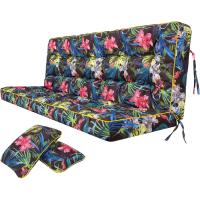 Cojines de Asiento y Respaldo Impermeables Diseño Acolchado y Correas 100 cm Marrón - details 41