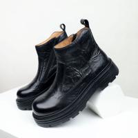 Botas Chelsea botas de cabeza redonda de piel de vaca de primera capa de suela gruesa botas de hombre con cremallera lateral - details 14