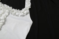 BUNO-Conjunto Casual de dos piezas con cuello cuadrado con volantes para mujer, camisetas sin espalda y pantalones cortos ajustados de estilo versátil - details 10