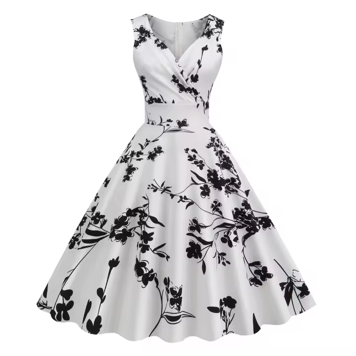 Vestido de piso estampado de nuevo estilo para mujer 2025 - 1
