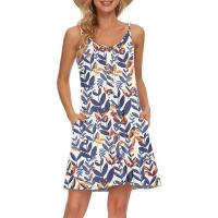 2025 Europa hermosa mujer verano delgado hombro botón cuello en V blusa de playa casual con vestido de bolsillo - details 27