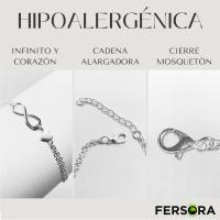 Pulsera para Mujer Infinito Corazón Ajustable Color Plata, Brazalete para el Día de la Madre, Cumpleaños, San Valentín, Regalo para Mujer, Amor Eterno y Amistad - details 2