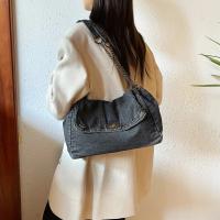 Bolso de hombro versátil y elegante de moda 2015 con correa de cadena - Casual, azul y blanco, gran capacidad, correa fija, forro de poliéster, bolso de mano - details 3
