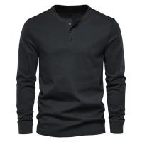 Día del padre Ropa transfronteriza de primavera y otoño Camiseta para hombres europeos y americanos Camisa básica Henry de manga larga para hombres - details 17
