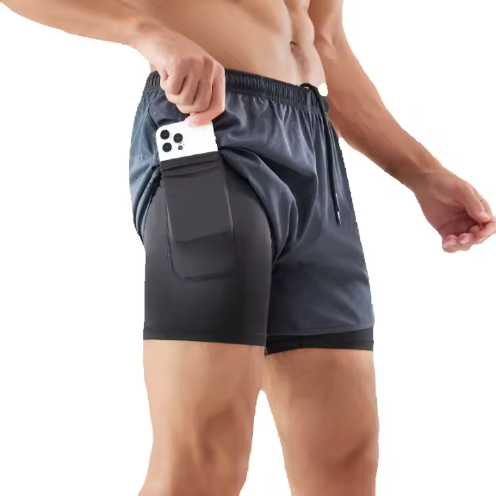 Pantalones Deportivos de Dos en Uno para Hombres Secado Rápido, Bolsillos, Comodidad en Verano - 1