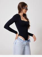 Body de yoga de manga larga para mujer, ropa deportiva transpirable para ballet, danza y gimnasio, mono con parte inferior de color sólido - details 14