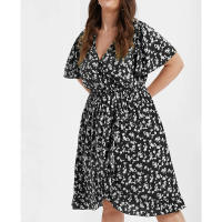 2025 vestido floral adelgazante con cintura elástica y cuello en V para mujer, nuevo superventas - details 3