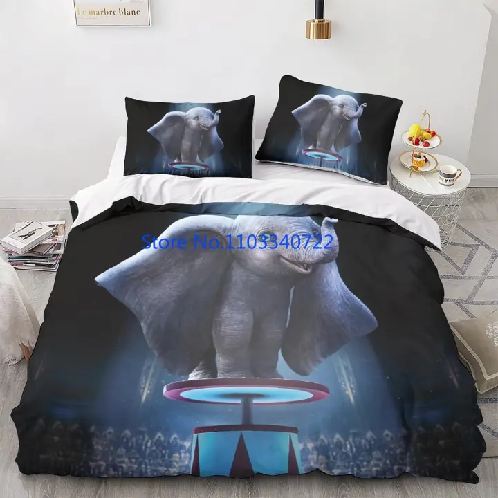 Juego de Ropa de Cama de Dibujos Animados Dumbo Azul Cubierta de Almohada 3D para Niños - 1