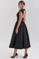 Vestido de noche elegante para mujer con escote en la espalda - Vestido largo sin mangas con pliegues para fiesta, graduación, vacaciones - details 18