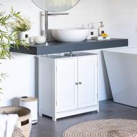Mueble Bajo Lavabo de Madera Blanca de 60x60x30 cm con 2 Puertas y 2 baldas para Lavabos con Pedestal de Pie - details 1