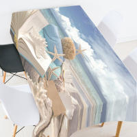 Mantel con diseño de playa y concha, tapete para fiesta en casa, boda, decoración de comedor Rectangular, mantel para mesa de centro - details 4