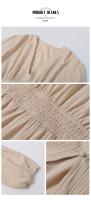 Vestido de manga larga con cuello en V para mujer, vestido dividido, línea A, color albaricoque, Surplice, otoño - details 9