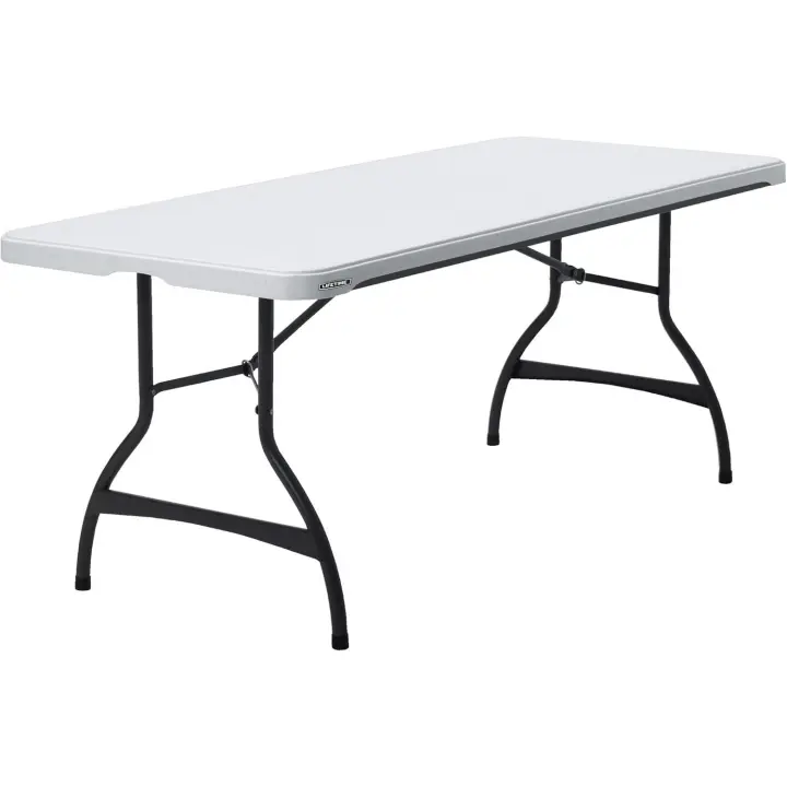 Mesa rectangular ultrarresistente de granito blanco, Mesa exterior e interior para jardín, terraza, eventos y catering - 1