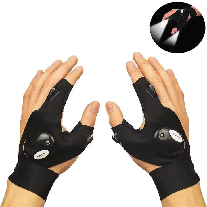 Guantes con linterna Led, manos libres para pescar, acampar y hacer senderismo, mano izquierda y mano derecha, 1 par - 1