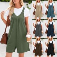 Explosión De Verano Modelos En Europa Y Estados Unidos Ropa De Mujer, Tirantes De Color Sólido V-cuello Mono Pantalones Cortos Mujer - details 1