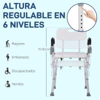 Silla de Ducha Antideslizante para Ancianos y Discapacitados Altura Ajustable, Carga de 136kg, Reposabrazos Regulables - details 2