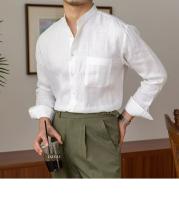 Camisa de Lino para Hombre Verano 2025 Cuello Henley Elegante Manga Larga Transpirable - details 2