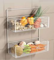 Estante de iluminación de cocina, cestas para colgar en la pared para frutas, verduras, cebollas, jengibre y O, no requiere perforación - details 4