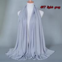 Hijab de algodón liso para mujer, chal largo y elástico, bufanda de red para el cuello, Sjaal musulmán, 35 colores, 180x80Cm - details 30