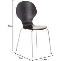 Silla De Comedor Apilable Diego I Silla De Conferencia con Asiento De Madera I Silla De Cocina con Base De Metal, Color:Negro - details 1