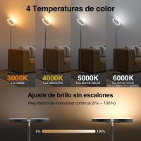 Lámpara de Pie LED Regulable, Lampara de Pie Salon con Distancia & Táctil, 4 Temperaturas de Color, 1300LM, Lámpara de Lectura Moderna para Salón, Dormitorio y Oficina, 20W, Negra - details 3