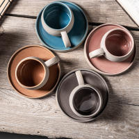 Chaozhou tazas y platillos de café retro cerámica gruesa personalidad creativa café con leche simple cerámica arena pequeño mate - details 4