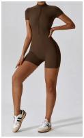 1 pieza de verano con cremallera de manga corta Yoga de una pieza para mujer danza Fitness ejercicio ajustado ropa de una pieza - details 10