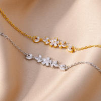 Elegante pulsera de cadena de plata con colgante de flor de cristal, regalos para mujer - details 0