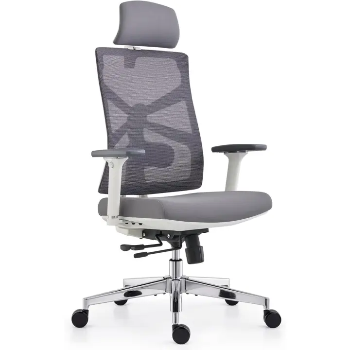 Oficina Ergonómica con Respaldo Adaptativo, Mesa y Silla de Escritorio de Alto Respaldo con Reposabrazos 4D, Profundidad de Asiento Ajustable, Soporte Lumbar y Reposacabezas 2D - 1