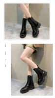 Nuevas botas cortas negras de moda geniales de moda botas de mujer de tacón grueso de suela gruesa - details 10