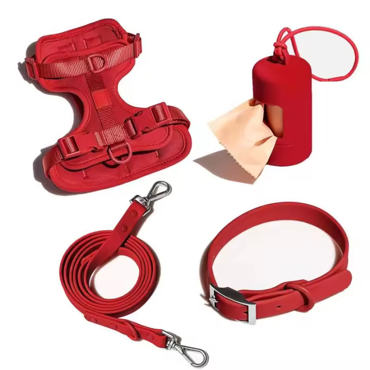 Juego arnés perros, chaleco sin tirones, arnés, Collar correa impermeable de PVC para perros pequeños, medianos y grandes - 1