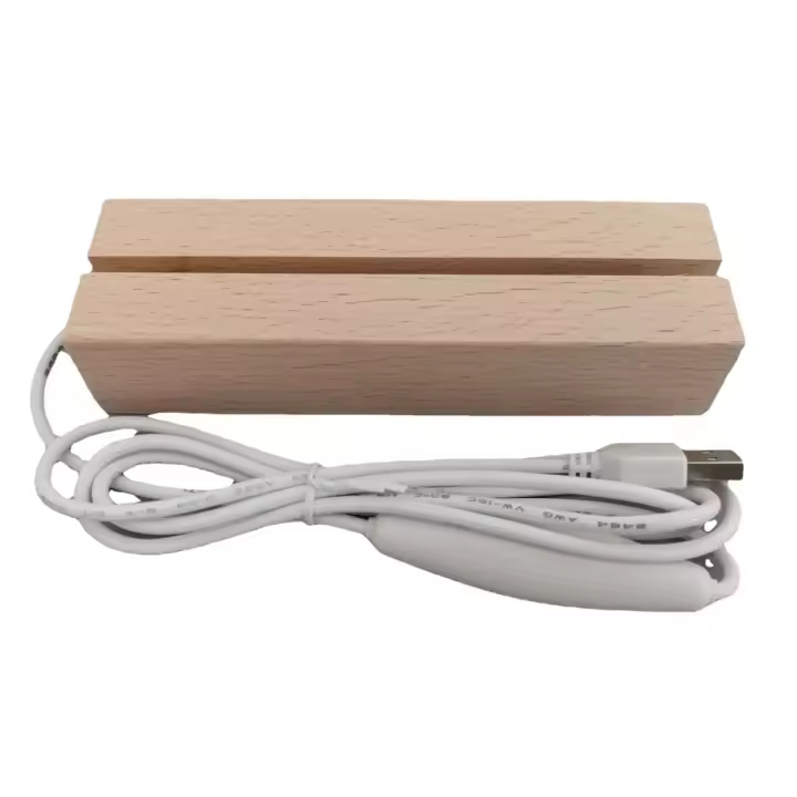 Base de lámpara LED de madera rectangular de 15 cm, luces RGB multicolor, alimentación USB para luces nocturnas de plexiglás acrílico, resina epoxi de cristal - 1