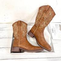 Botas vaqueras Retro con bordado occidental para mujer, botas de caballero de tacón grueso, talla grande, europeas y americanas, 2025 - details 4