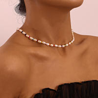 Collar con hebilla de marinero y perlas ovaladas geométricas de 6mm para mujer, collar con hebilla de resorte con cuentas coloridas - details 1