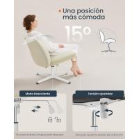 Base en Cruz, Asiento Ancho y Cómodo, Altura Ajustable, Silla Giratoria, Tela de Lino de Algodón - details 1