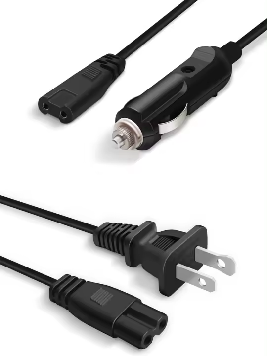 Cable de alimentación: cargador de coche de 12/24 V y cargador de pared para hogar/oficina de 110-230 V compatible con lonchera eléctrica serie ABY - 1