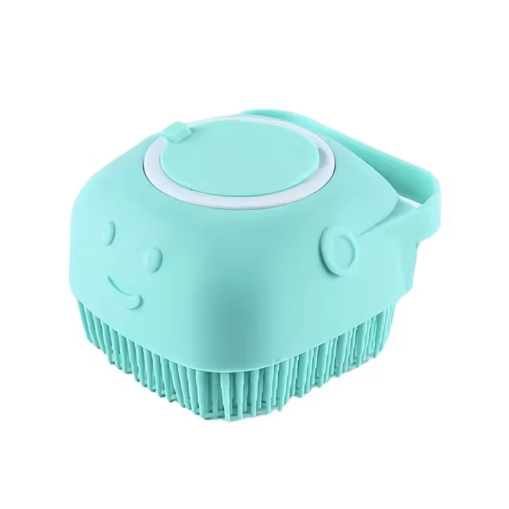 Cepillo de Baño de Silicona para Mascotas Peine de Masaje para Perros y Gatos con Almacenamiento de Champú Herramienta de Aseo para Mascotas - 1