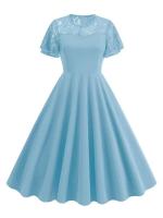 Elegante Vestido de Encaje de Corazón Rojo Vintage Hepburn 2025 Manga de Flecos - details 22