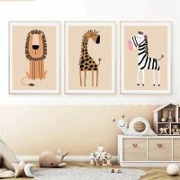 Arte de Lienzo de Animales del Safari JUBEER Póster de Lión, Jirafa, Zebra para Habitación de Niños - details 2