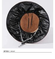Visera anti ultravioleta tejida de paja para mujer Summer Sun con pegamento negro grande junto al mar, sombrero para el sol transpirable - details 10