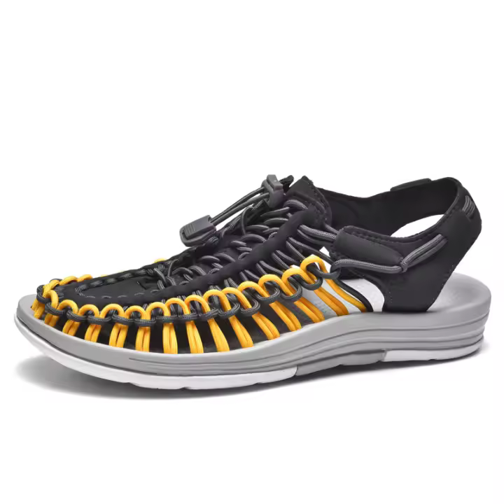 Sandalias planas informales transpirables para hombre y mujer, zapatillas de playa con diseño tejido, para exteriores, Verano - 1