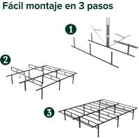 Cama 90 x 190 cm 36 cm de Altura con Almacenamiento Debajo de la Cama Cama de Plataforma de Metal – Negro - details 7