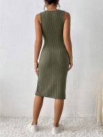 Vestido largo ajustado de Color liso con abertura, ropa a rayas, primavera y verano, novedad de 2024 - details 8