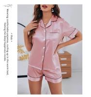 Conjunto de pijamas de satén para mujer, Tops y pantalones cortos con botones, traje de pijama de 2 piezas, ropa de dormir para mujer, ropa de descanso para verano - details 12