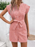Mono de verano a rayas para mujer, mono de manga corta, pantalones cortos - details 34