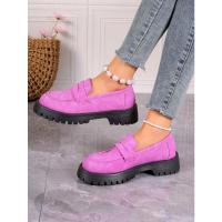 Zapatos de plataforma rosa para mujer, mocasines informales de fondo grueso, color caqui, púrpura - details 35